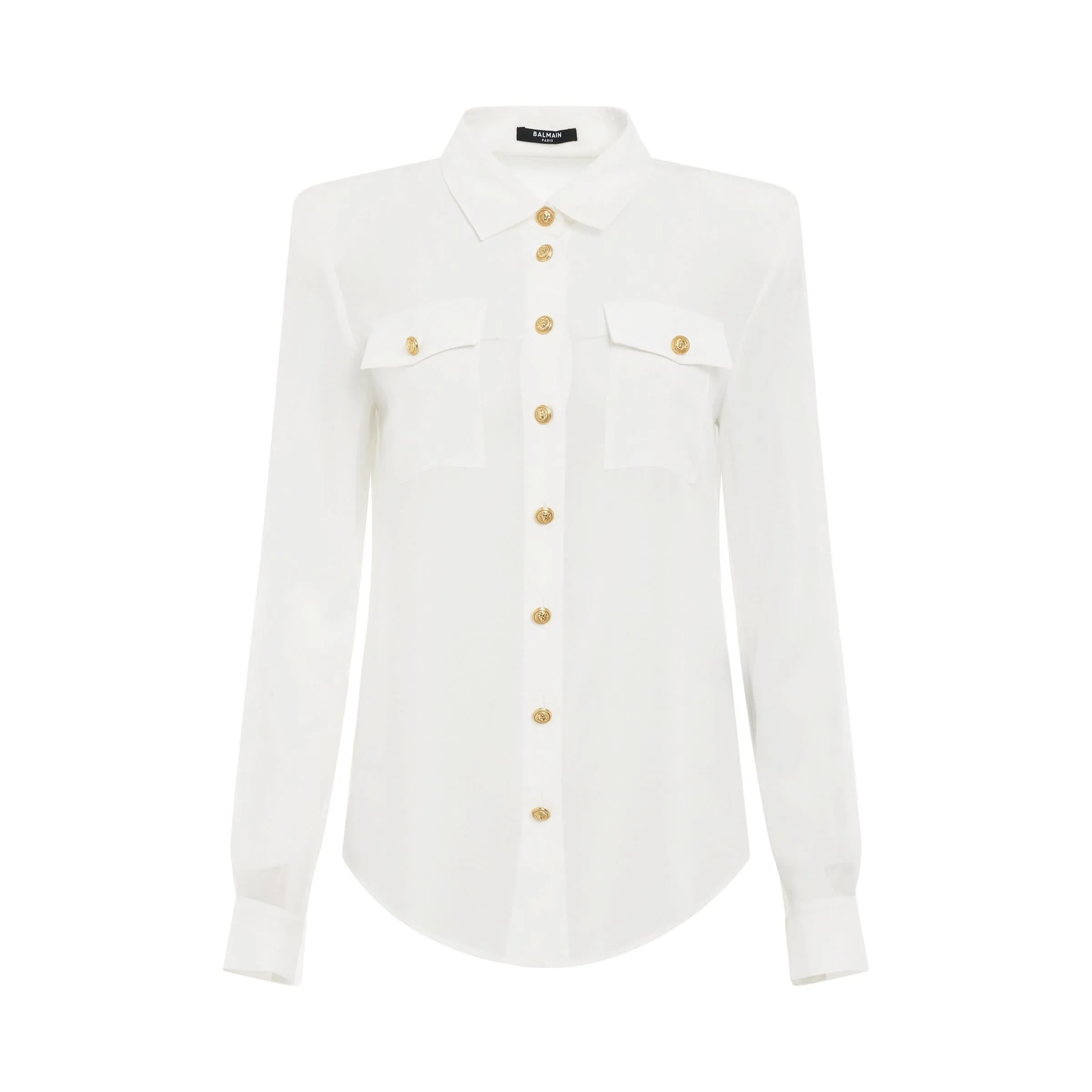 2 Pockets Crepe De Chine Buttoned Shirt in White