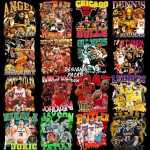 24 Basketball Bootleg V3 Designs Bundle PNG