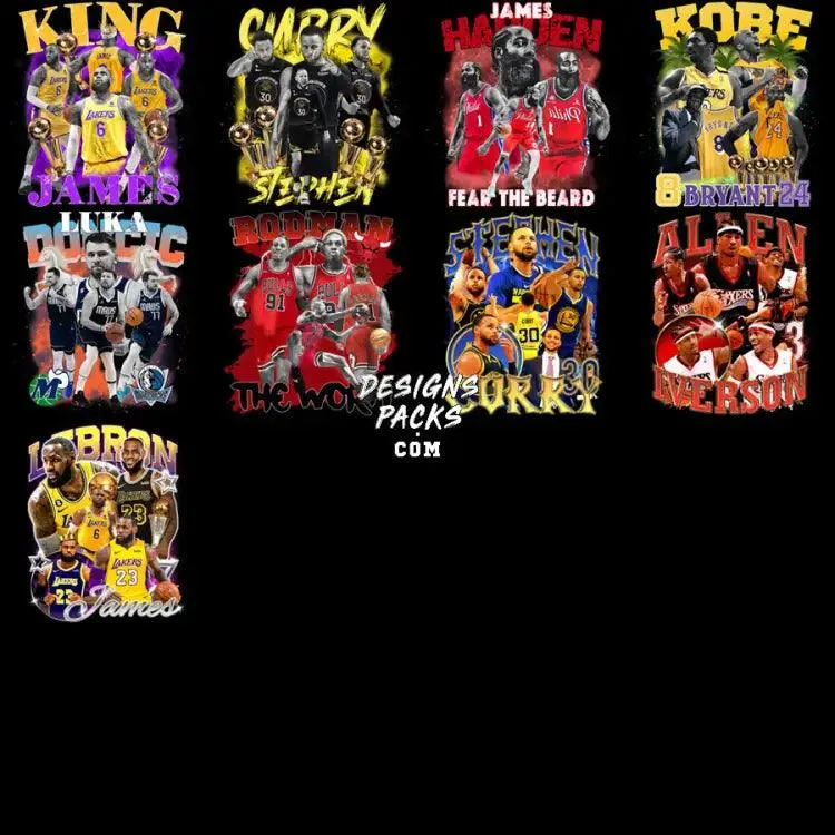 24 Basketball Bootleg V3 Designs Bundle PNG