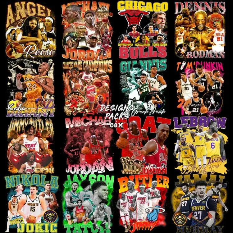 24 Basketball Bootleg V3 Designs Bundle PNG
