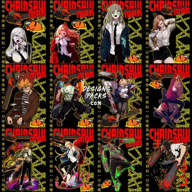 30 Anime Chainsaw Streetwear Designs Bundle PNG   PSD
