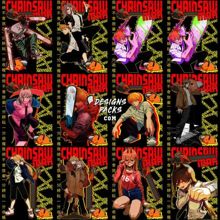 30 Anime Chainsaw Streetwear Designs Bundle PNG   PSD