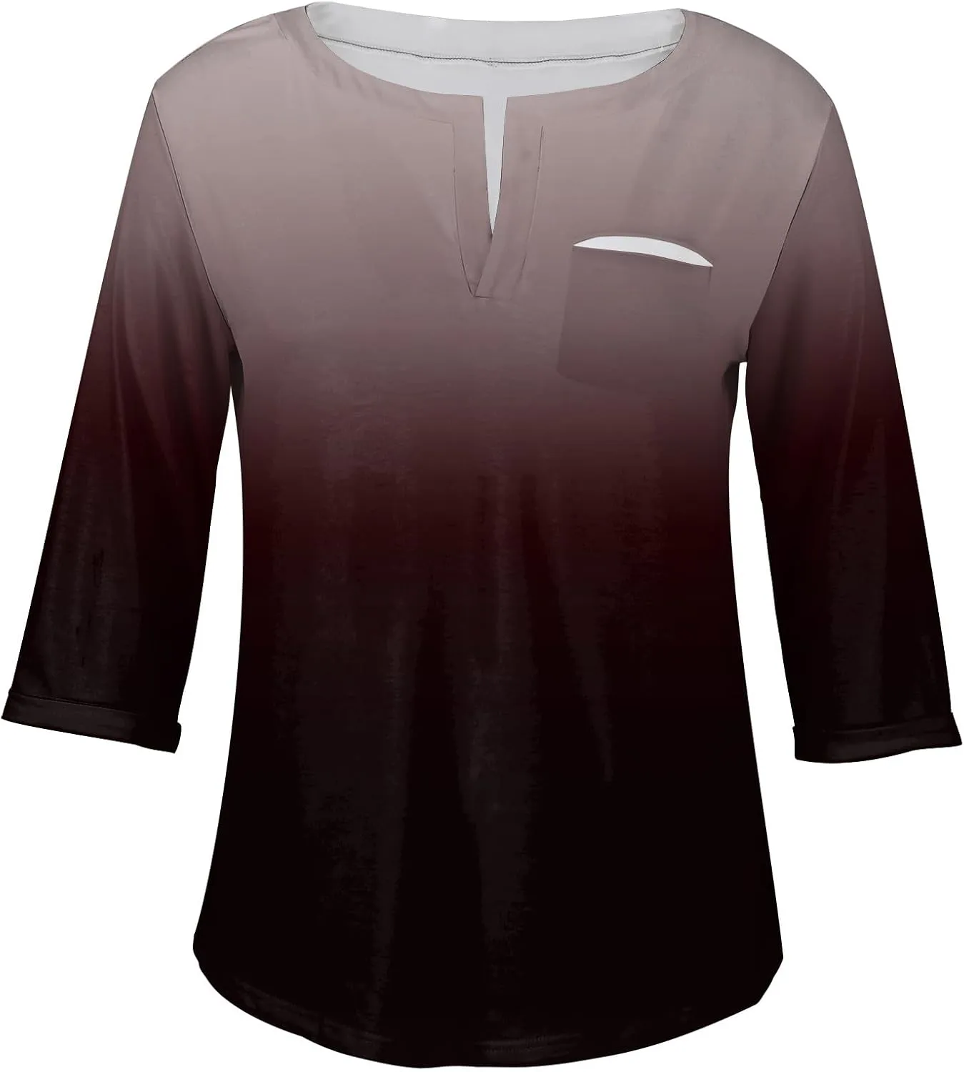 3/4 Sleeve Women Tops Winter Tops Dressy Casual Elbow Length Sleeve Vneck Shirts Tie Dye Gradient Loose Fall Clothing