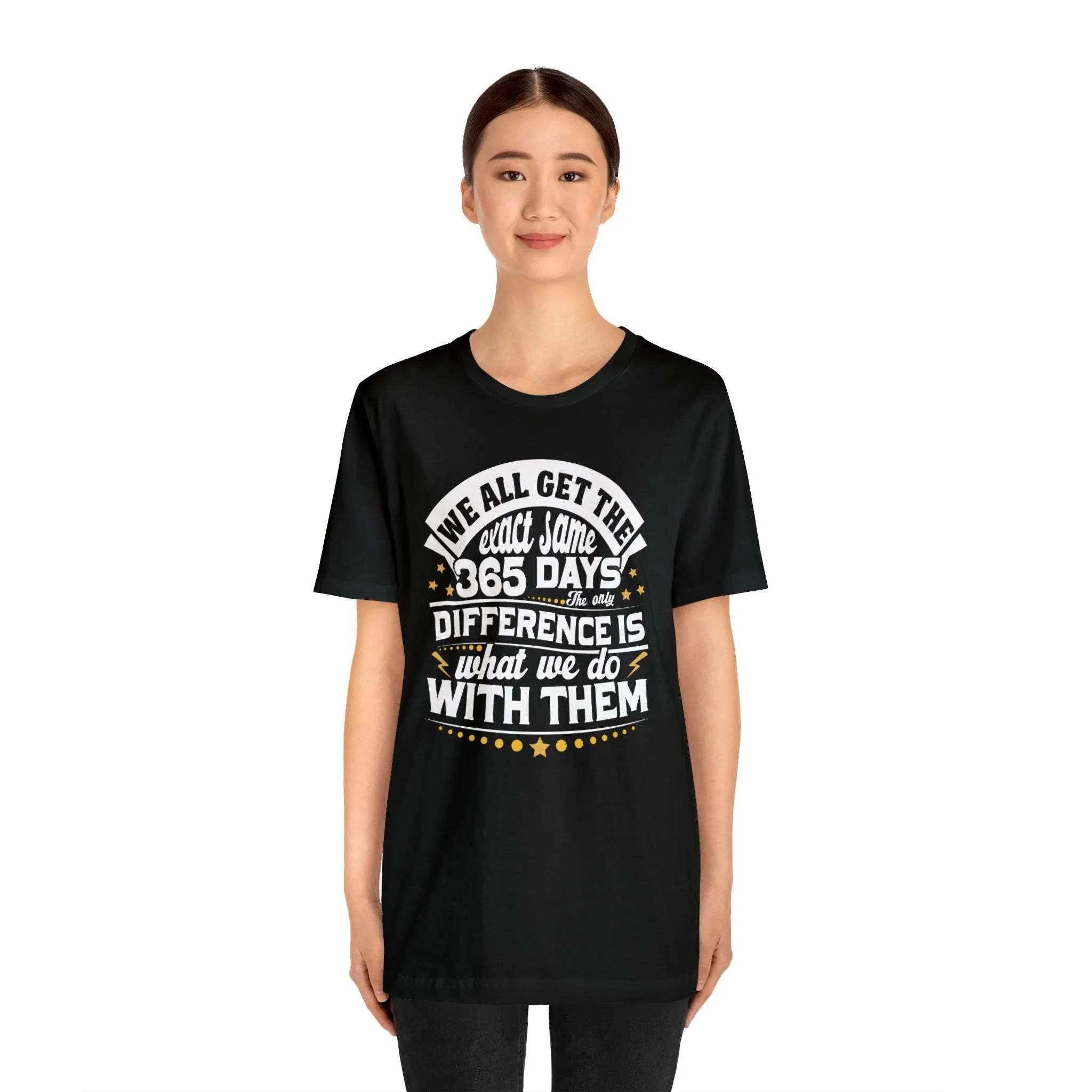 365 Days T-Shirt | Black Iconic Gothic shirts | 365 positive affirmation | Unisex Vintage Graphic men's tops