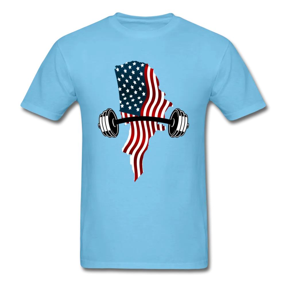 American Flag Dumbbells Fitness Gym Shirt, Lift Heavy Tee, Weight Lifting Tee - Trendy Workout Shirt, Motivation Workout Shirt