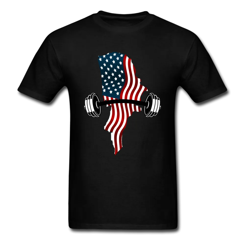 American Flag Dumbbells Fitness Gym Shirt, Lift Heavy Tee, Weight Lifting Tee - Trendy Workout Shirt, Motivation Workout Shirt