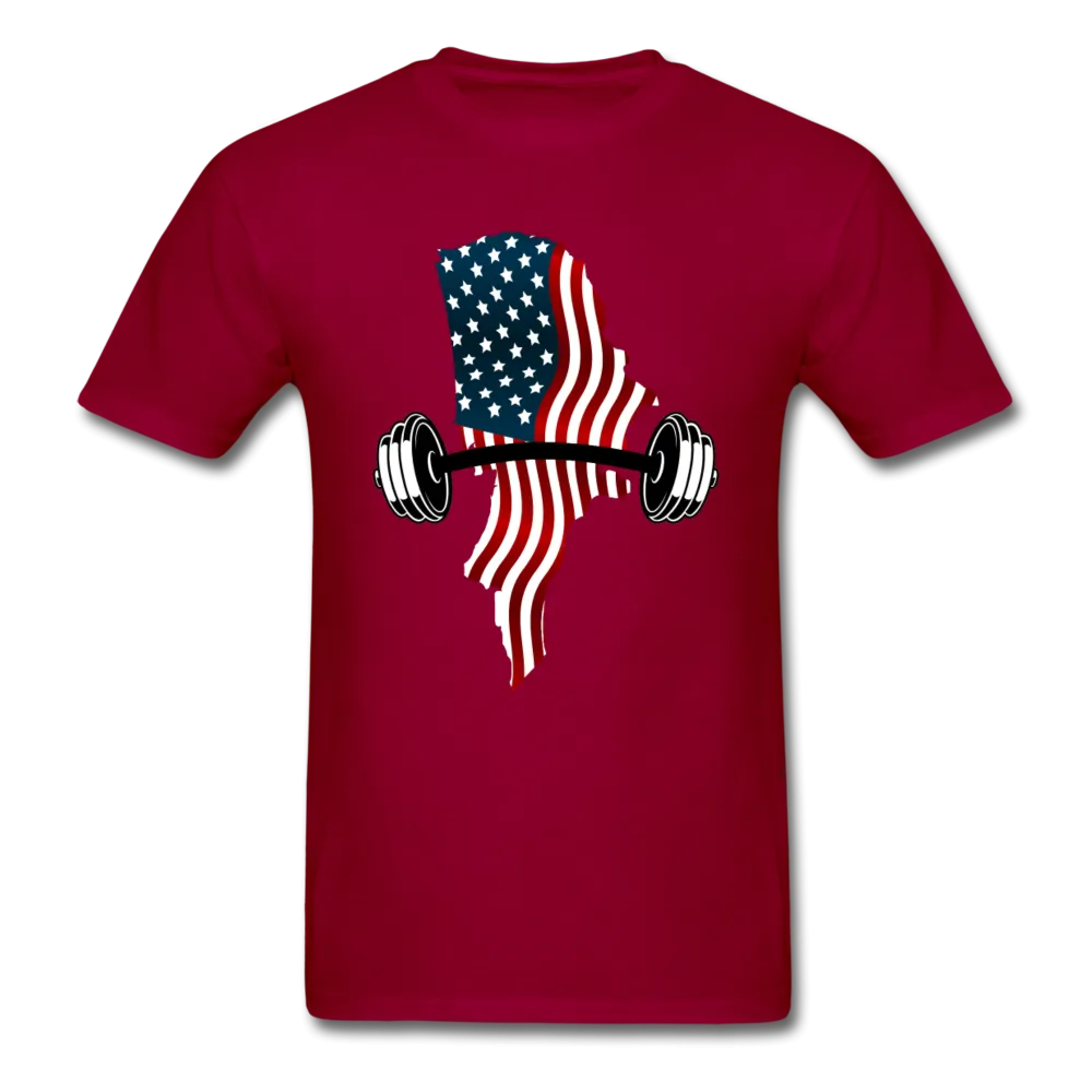American Flag Dumbbells Fitness Gym Shirt, Lift Heavy Tee, Weight Lifting Tee - Trendy Workout Shirt, Motivation Workout Shirt