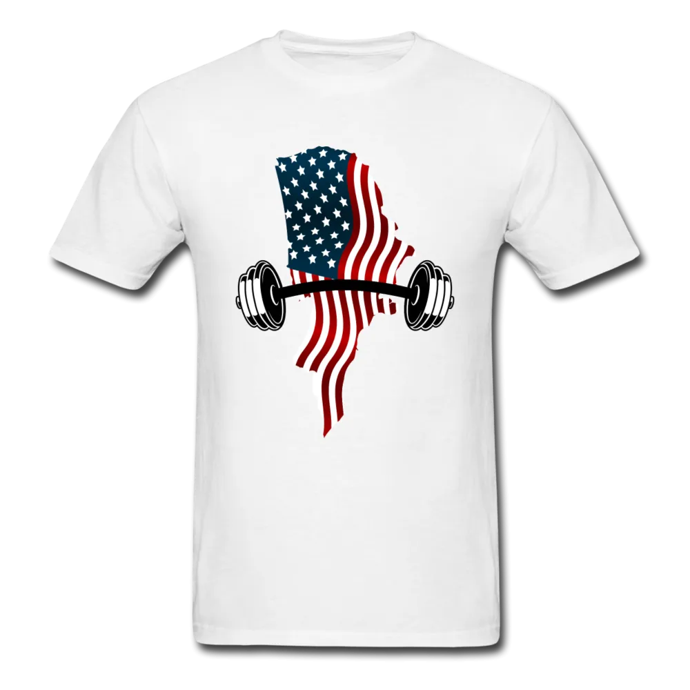 American Flag Dumbbells Fitness Gym Shirt, Lift Heavy Tee, Weight Lifting Tee - Trendy Workout Shirt, Motivation Workout Shirt