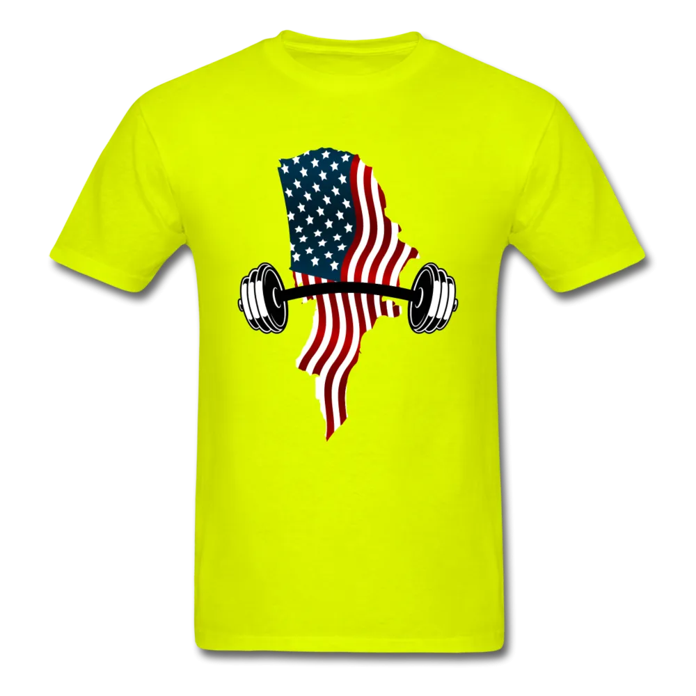American Flag Dumbbells Fitness Gym Shirt, Lift Heavy Tee, Weight Lifting Tee - Trendy Workout Shirt, Motivation Workout Shirt