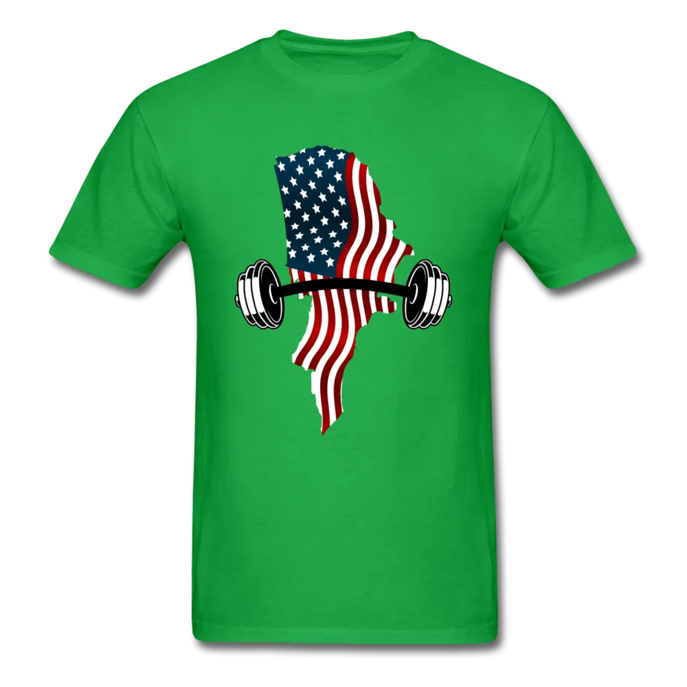 American Flag Dumbbells Fitness Gym Shirt, Lift Heavy Tee, Weight Lifting Tee - Trendy Workout Shirt, Motivation Workout Shirt