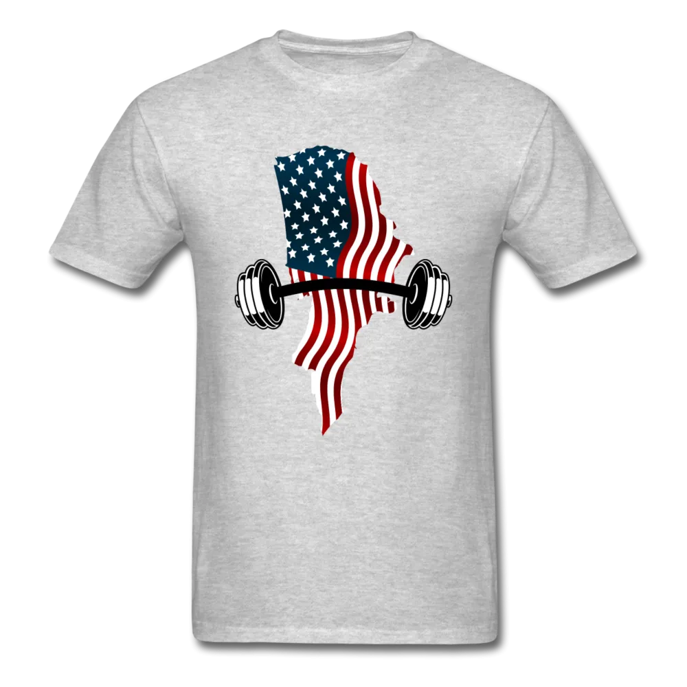 American Flag Dumbbells Fitness Gym Shirt, Lift Heavy Tee, Weight Lifting Tee - Trendy Workout Shirt, Motivation Workout Shirt