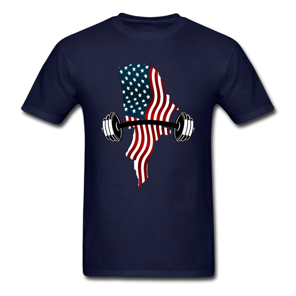 American Flag Dumbbells Fitness Gym Shirt, Lift Heavy Tee, Weight Lifting Tee - Trendy Workout Shirt, Motivation Workout Shirt