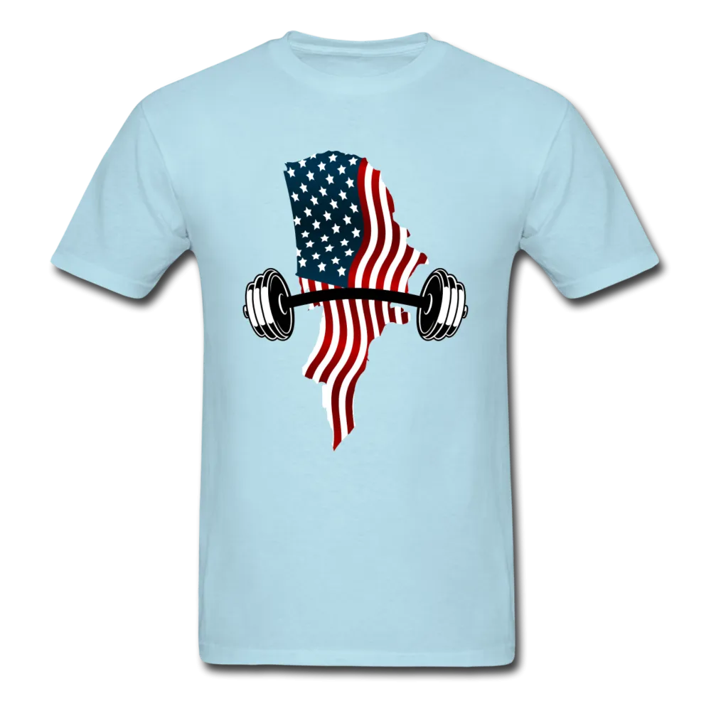 American Flag Dumbbells Fitness Gym Shirt, Lift Heavy Tee, Weight Lifting Tee - Trendy Workout Shirt, Motivation Workout Shirt