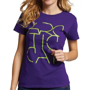 Arctic Cat  Womens Purple Stencil Logo Short Sleeve Tee T-Shirt Cotton Relax Fit