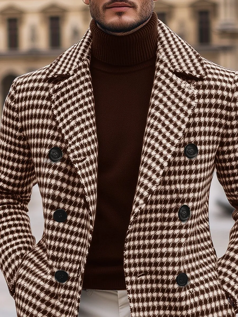 Arvani Houndstooth Wool Coat