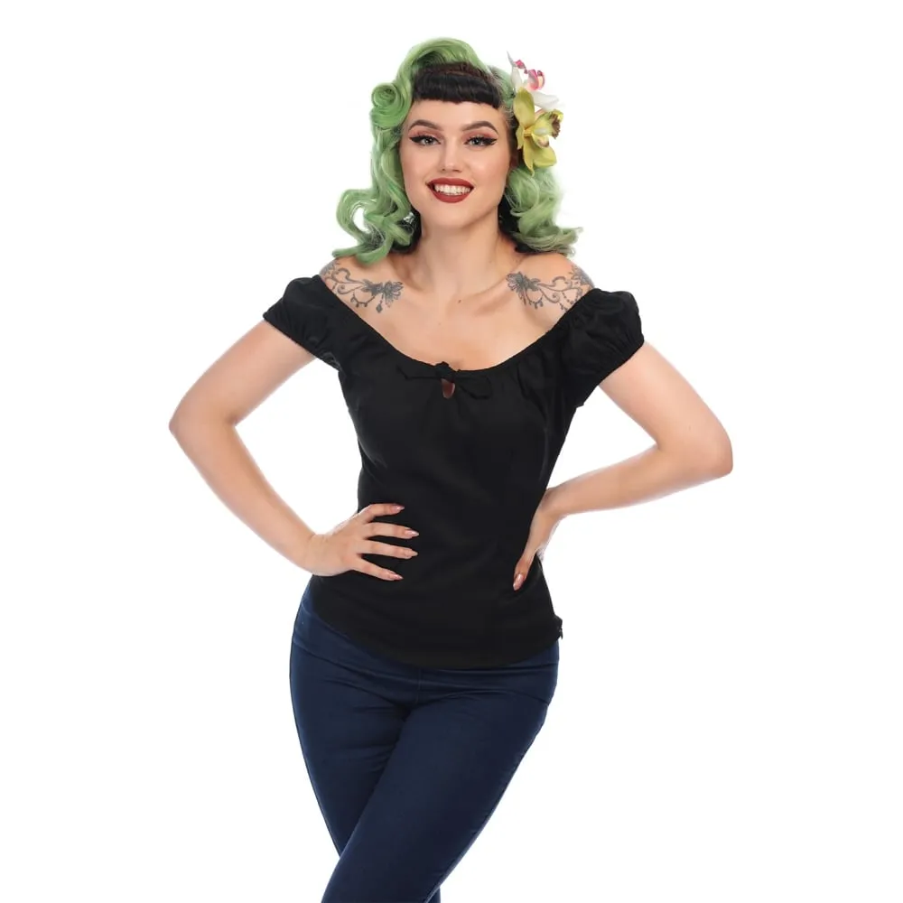 Black Lorena Peasant Top by Collectif