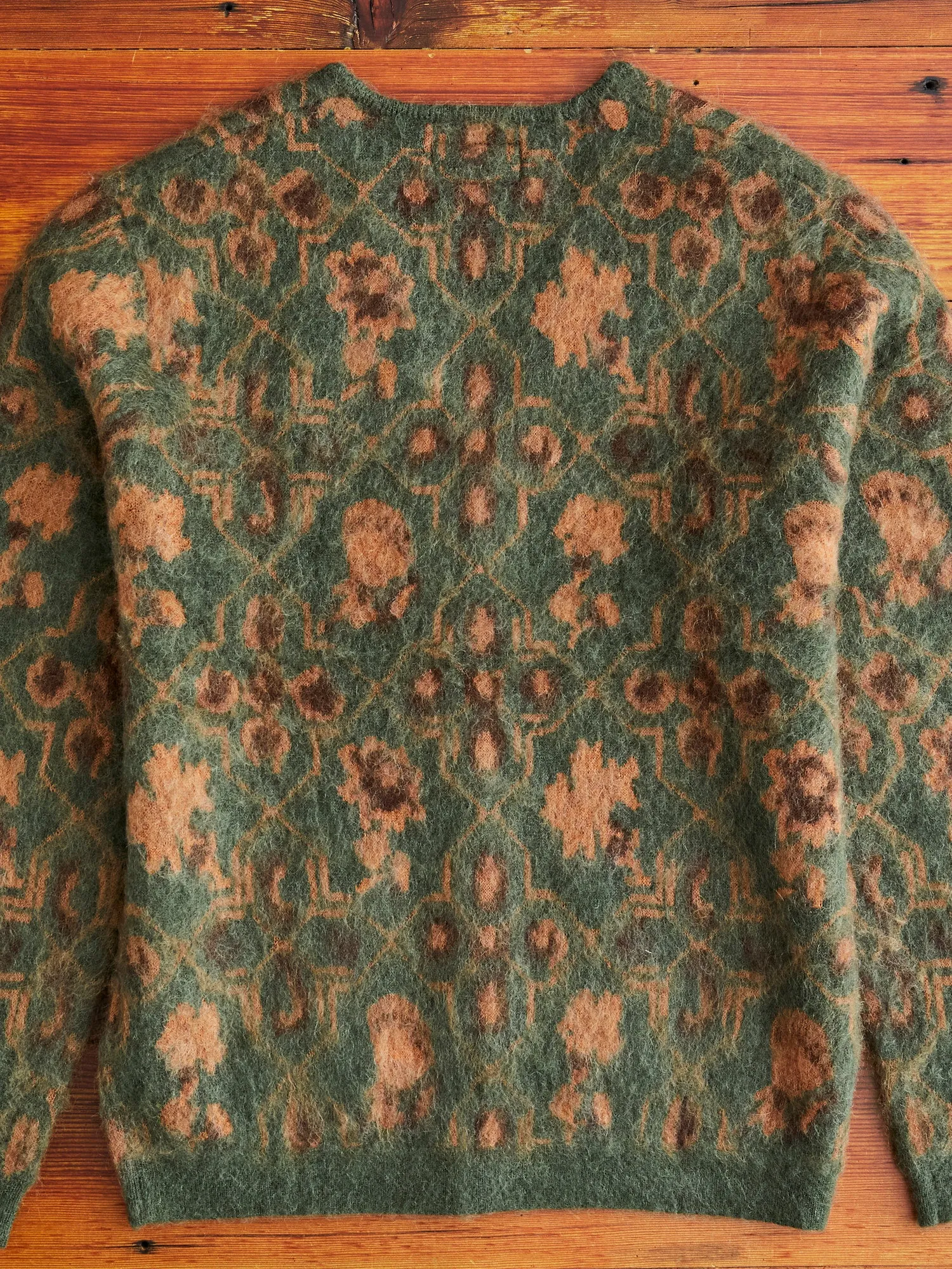 Botanical Pattern Jacquard Cardigan in Olive