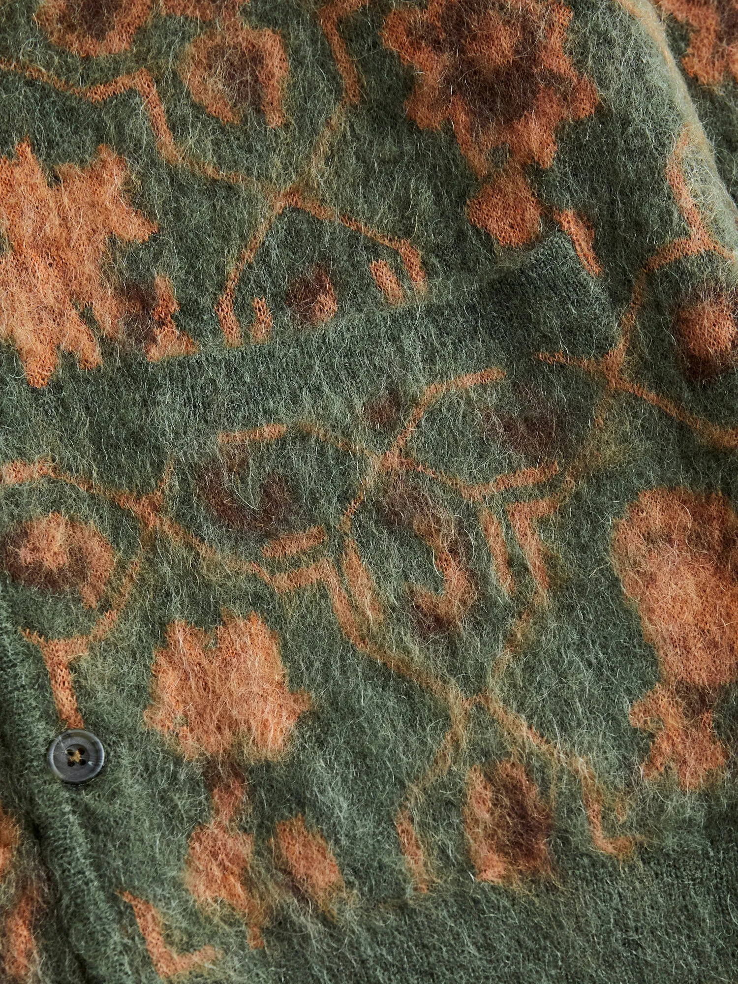 Botanical Pattern Jacquard Cardigan in Olive