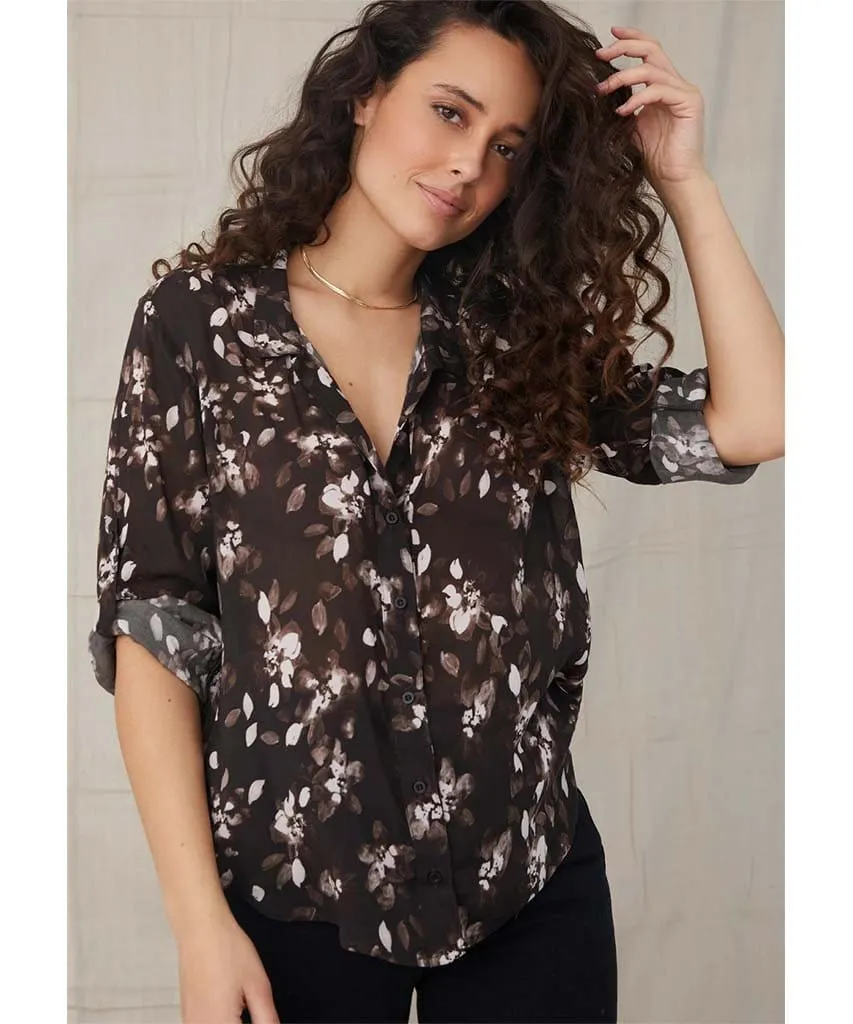 Capri Button Down  Nocturne Floral Print
