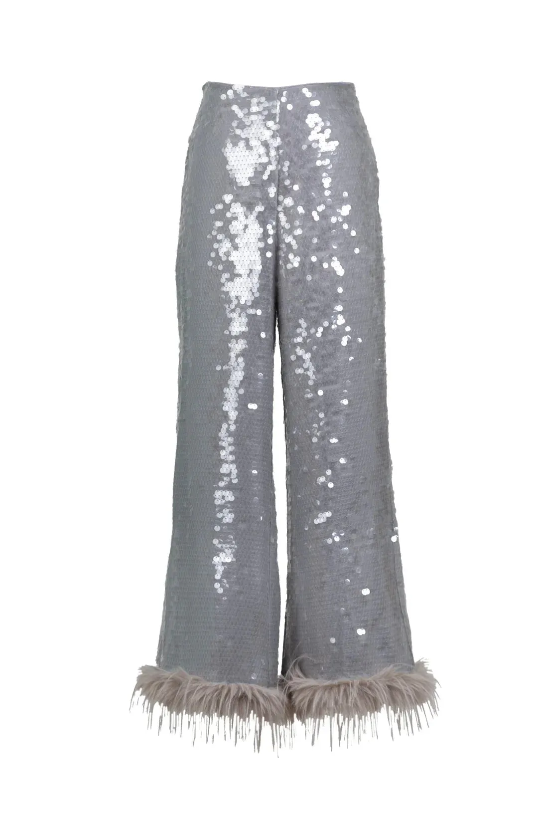 Celia B Oasis Dazzling Sequin & Feather Trim Grey Shirt & Trousers