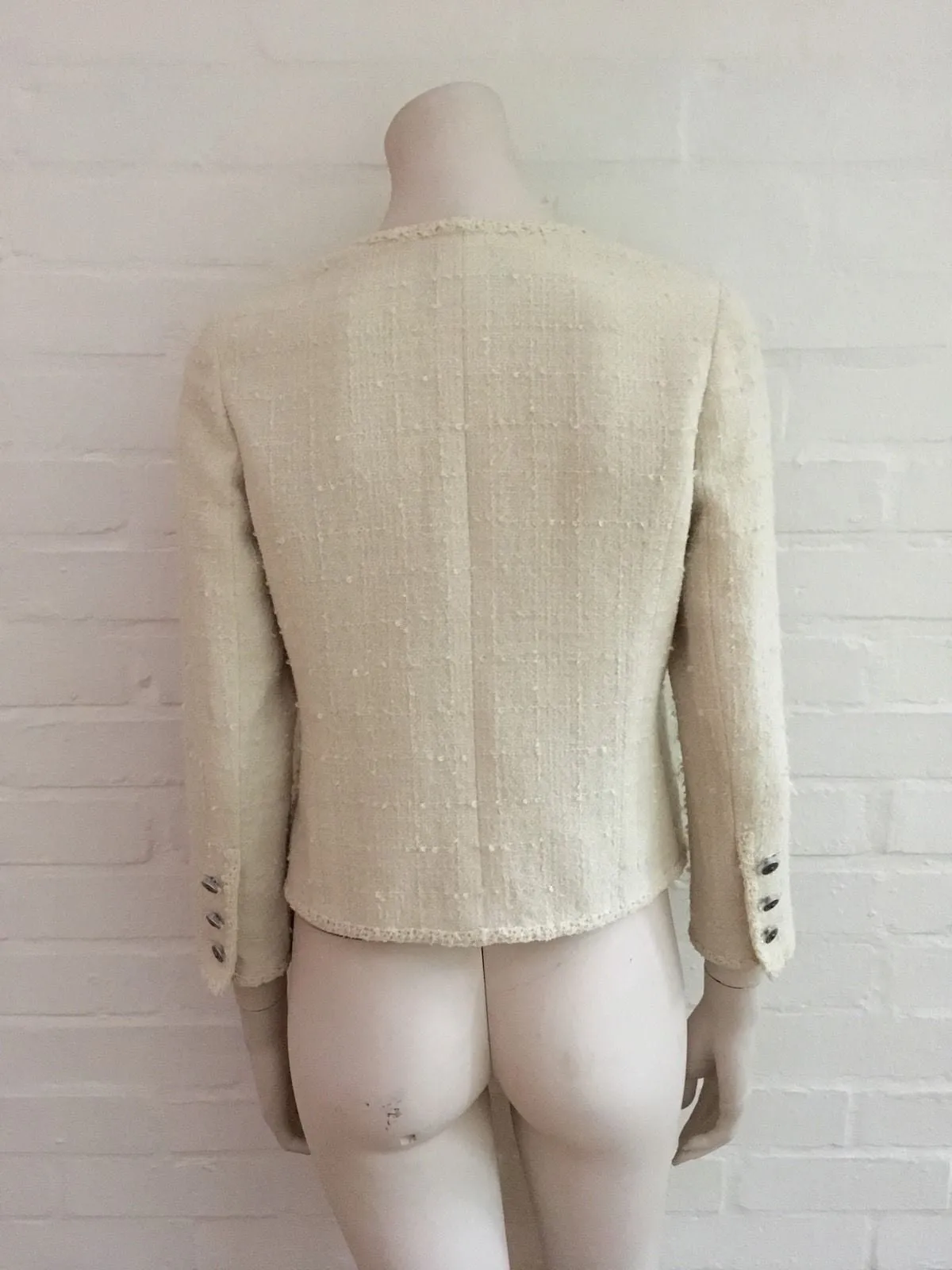 Chanel 09P Wool IVORY Cropped Jacket Blazer Exquisite F 34 UK 4 US 0-2 XXS LADIES