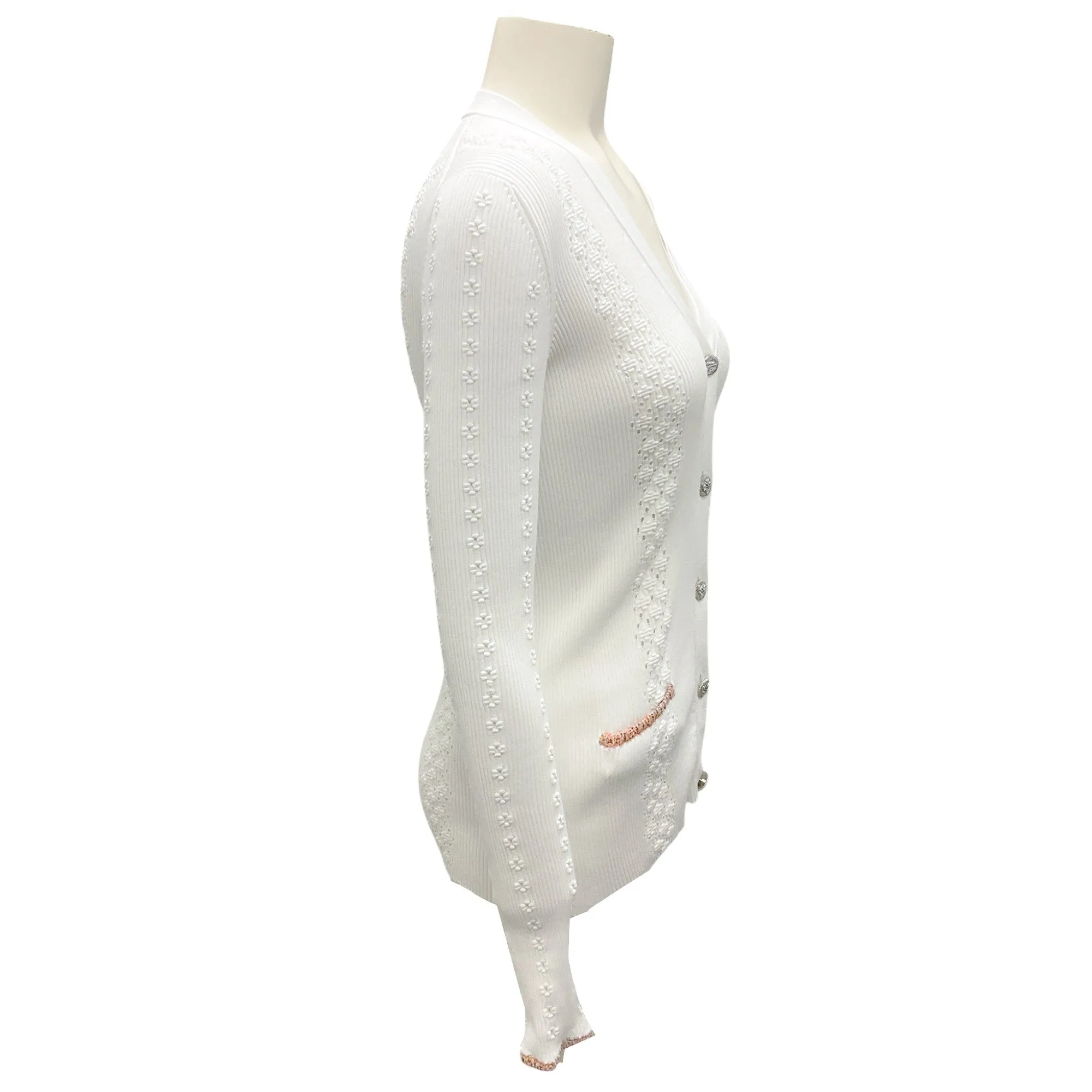 Chanel White Multi 2017 Trimmed Ribbed Coco Cuba Cardigan