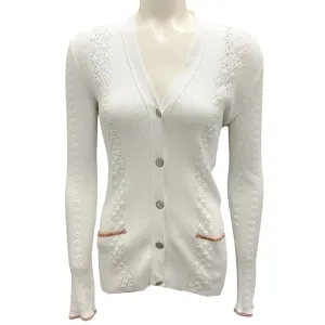 Chanel White Multi 2017 Trimmed Ribbed Coco Cuba Cardigan