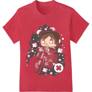 Chibi Biker Motorcycle Cartoon DTF Print Heat Transfer