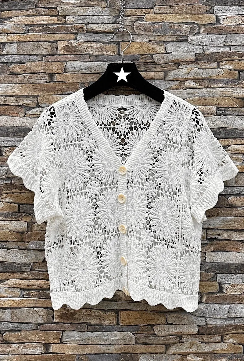 CLARINSSE cotton crochet vest