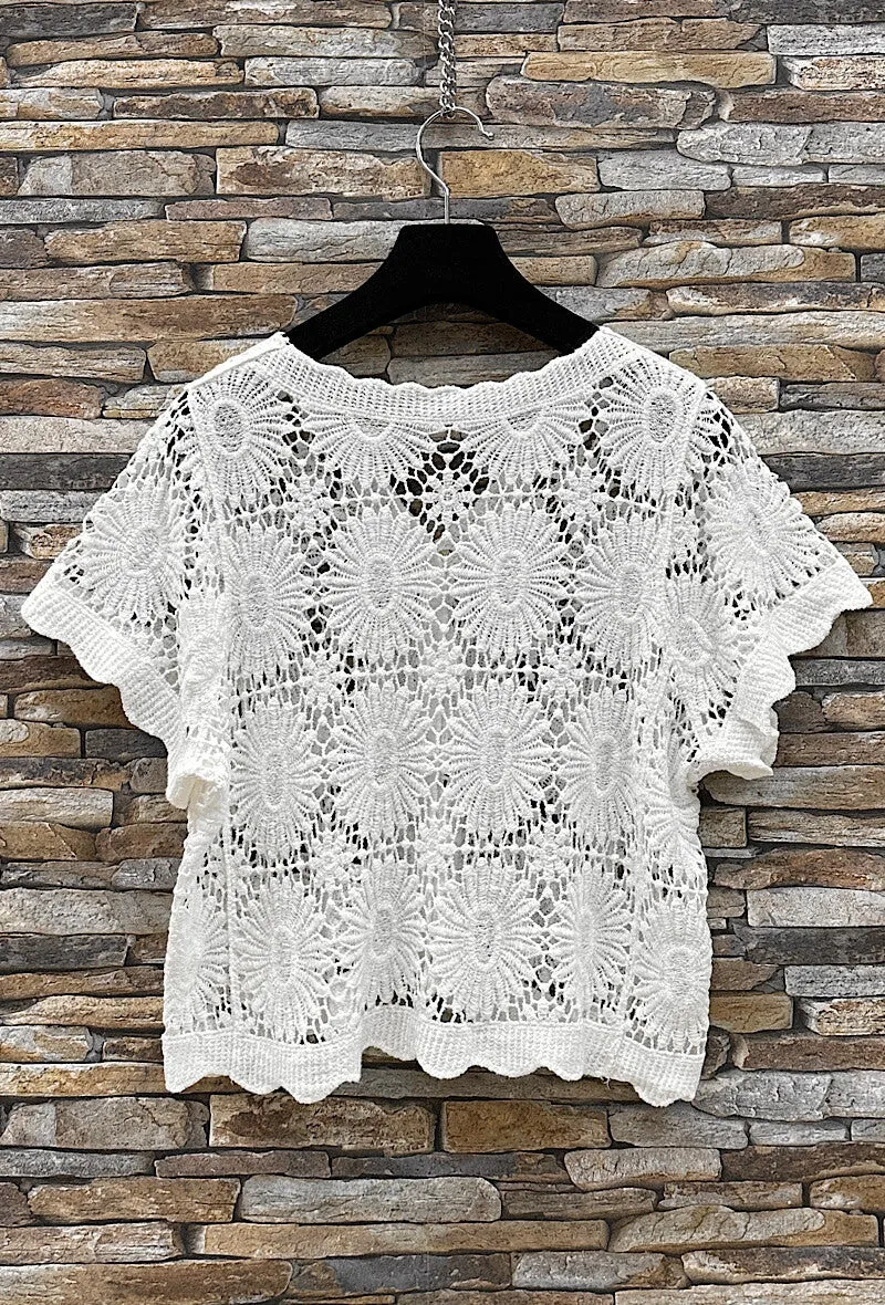 CLARINSSE cotton crochet vest