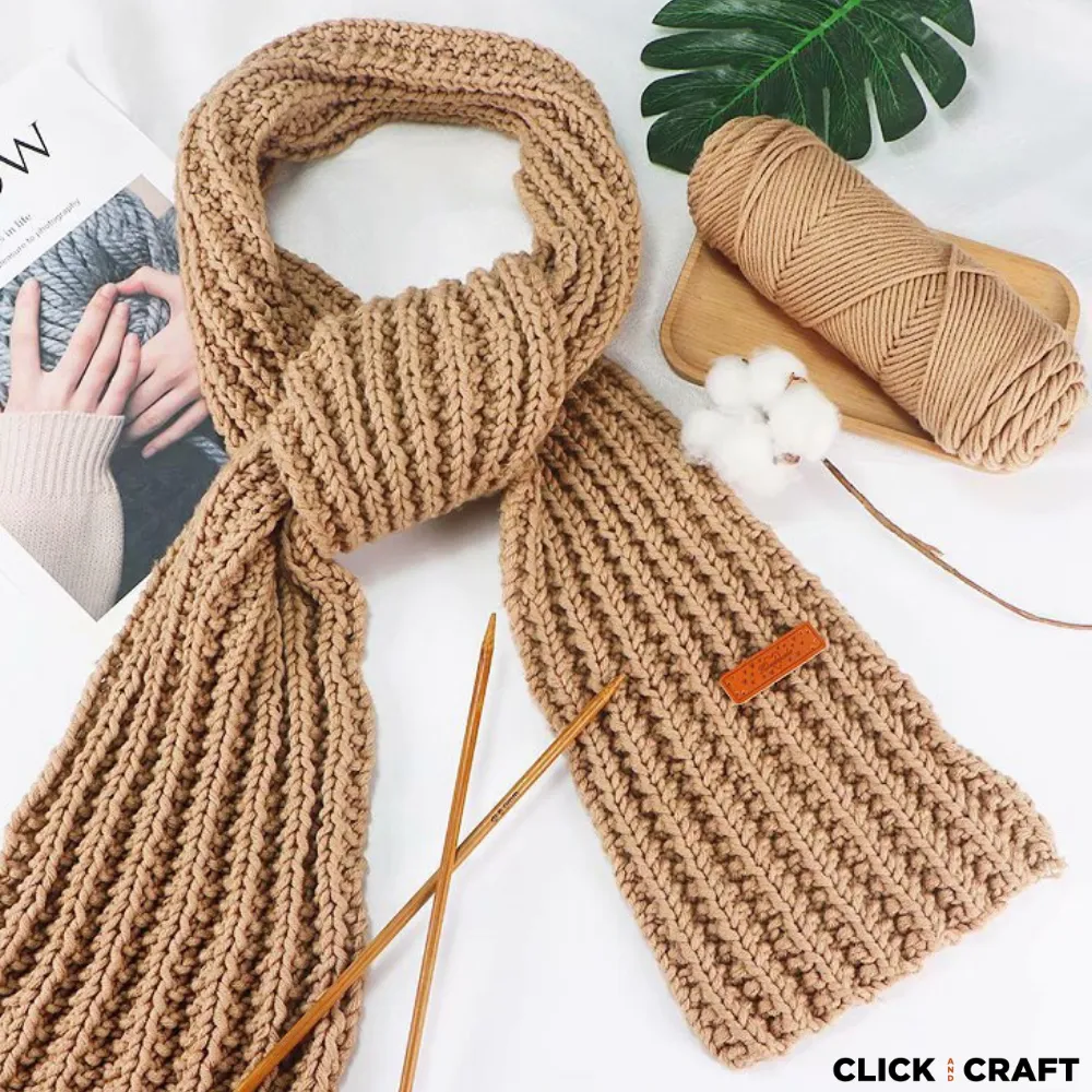 Coffee Knitting Cotton Yarn | 8-ply Light Worsted Double Knitting