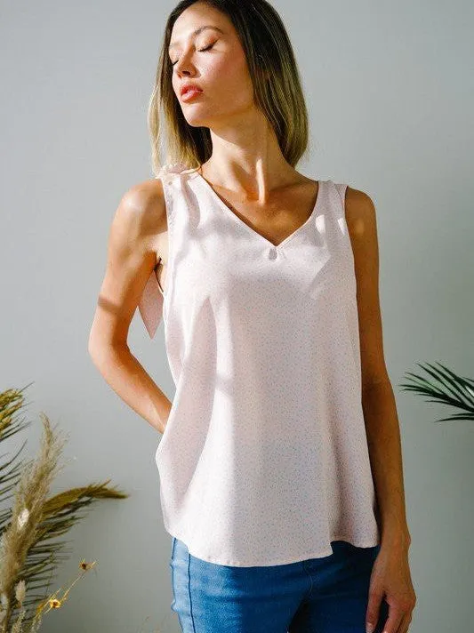 Create Your Own Look Sleeveless V-Neck Open Back Top with Tie Detail