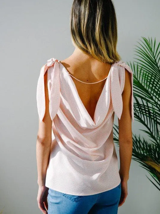 Create Your Own Look Sleeveless V-Neck Open Back Top with Tie Detail