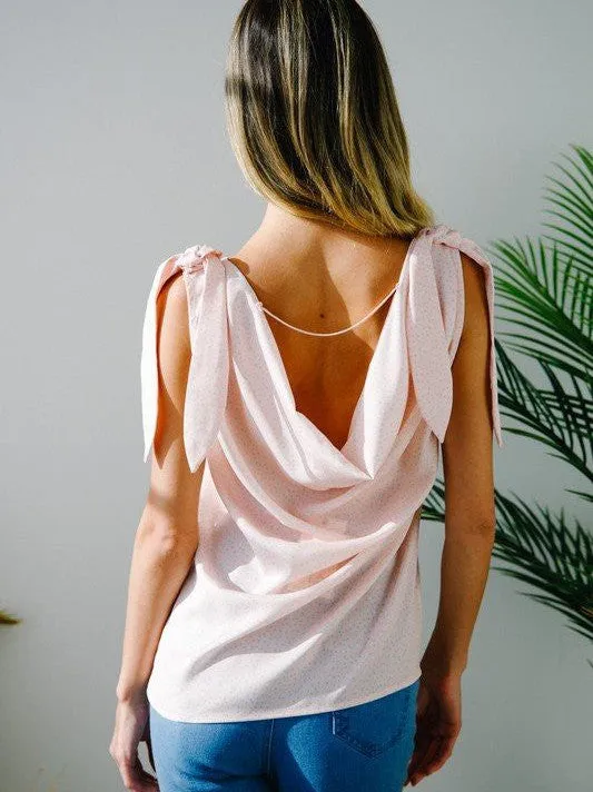 Create Your Own Look Sleeveless V-Neck Open Back Top with Tie Detail