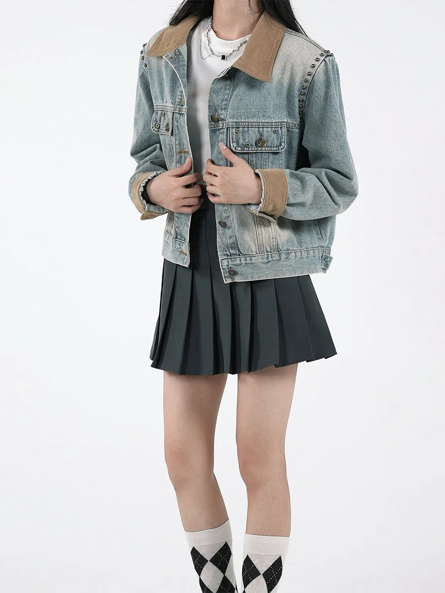 Denim Brass Studs Jacket