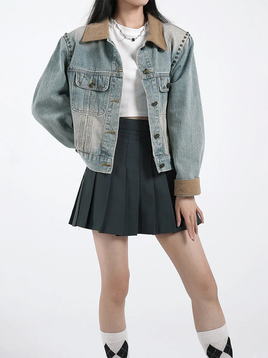 Denim Brass Studs Jacket