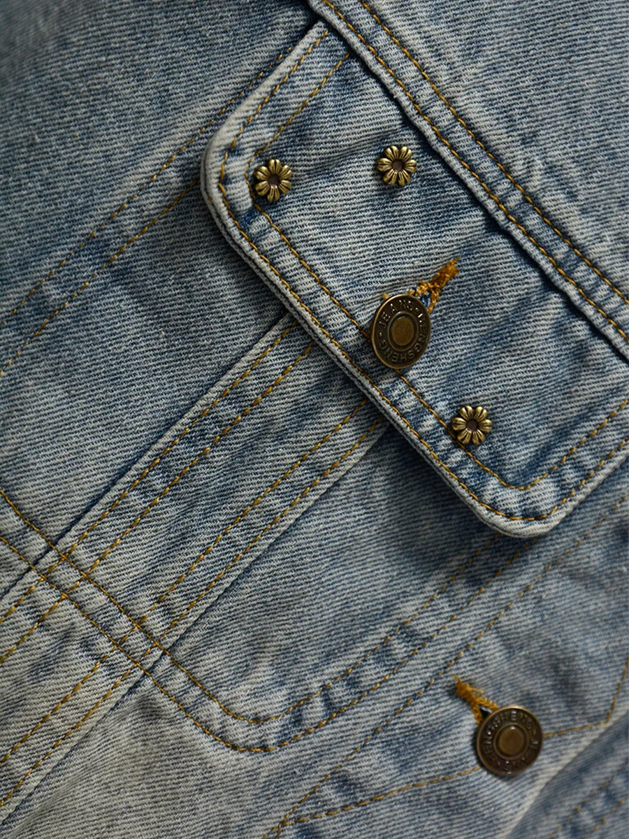 Denim Brass Studs Jacket
