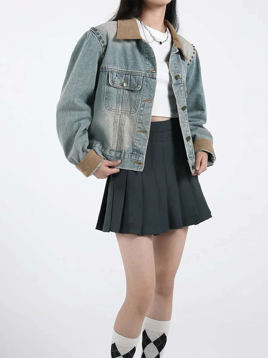 Denim Brass Studs Jacket