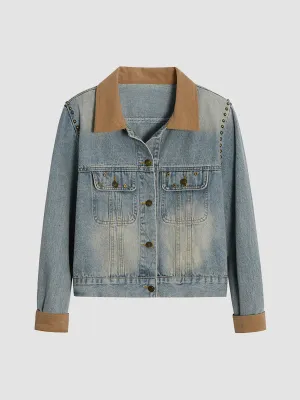 Denim Brass Studs Jacket