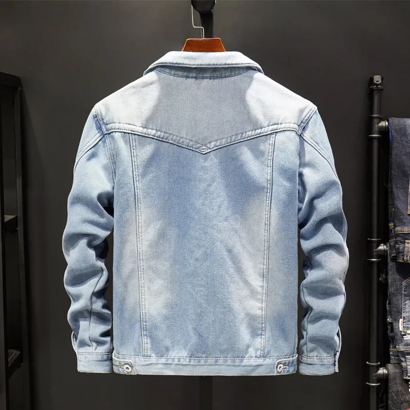 Denim Jackets - Solid Color Denim Jacket Series Super Cool Fleece Denim Jacket