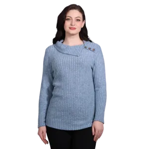 Devia Top - Ribbed Sweater - Blue