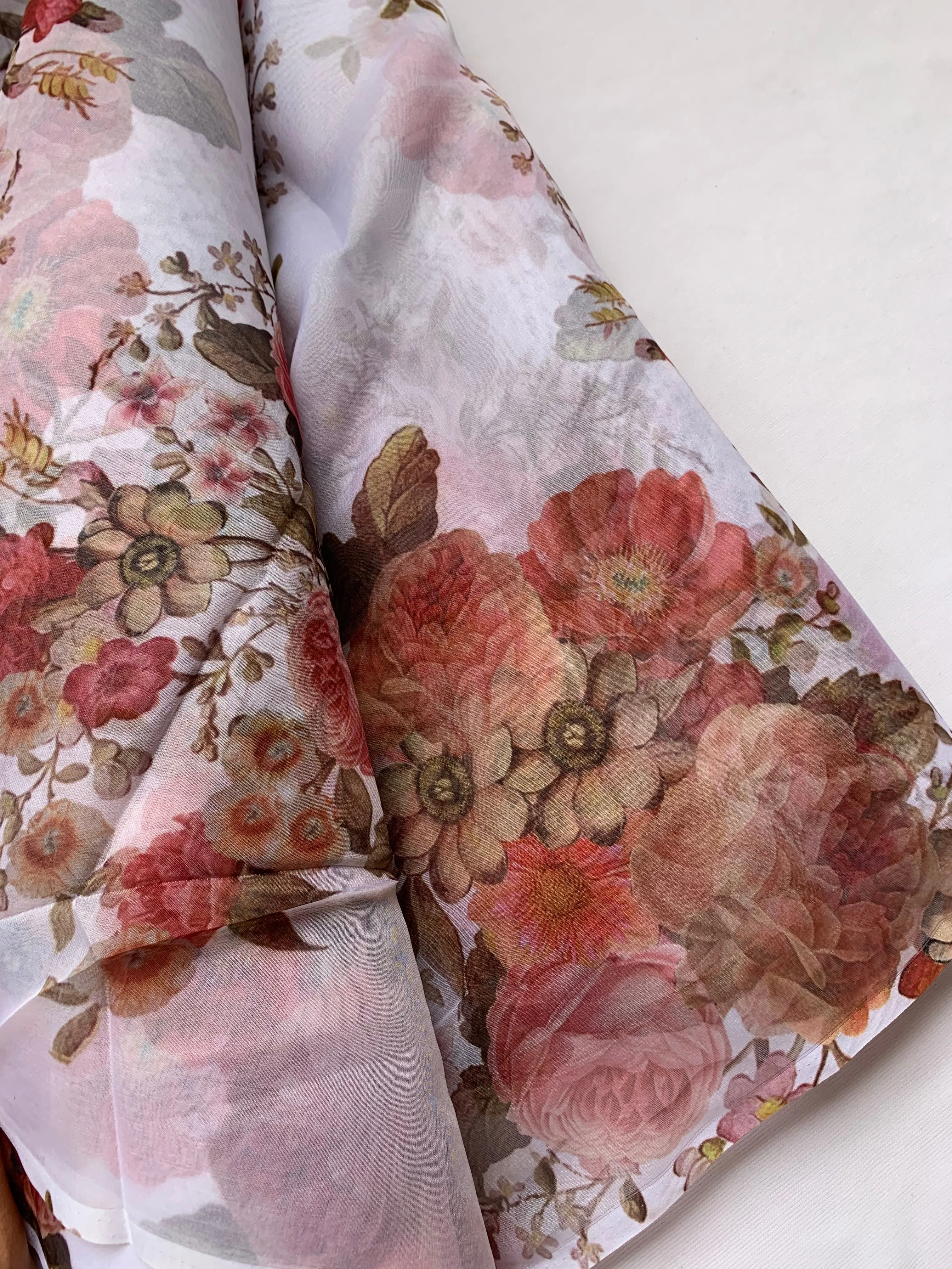 Digital floral Printed organza fabric 80 cms cut