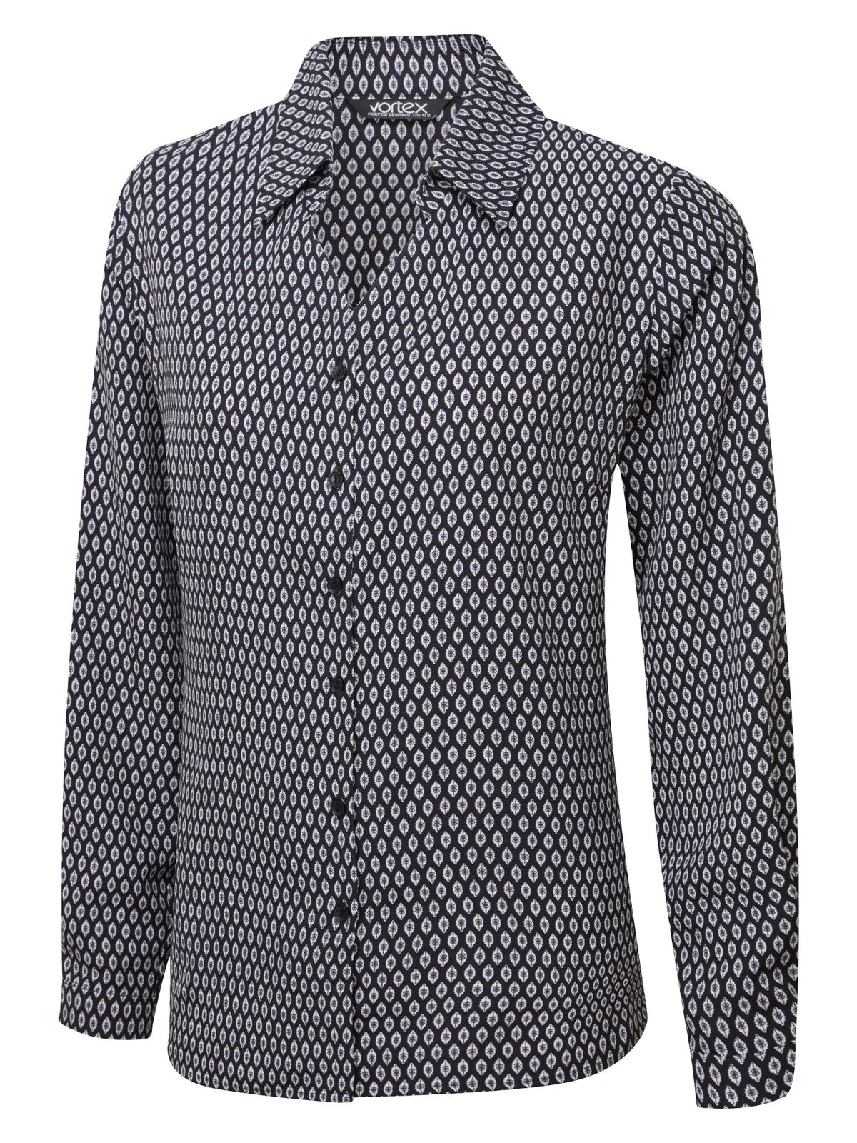Emma Button Printed Long Sleeve Blouse