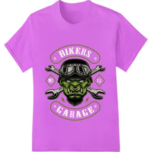 Fierce Green Monster Skull Motorcycle Biker Graphic