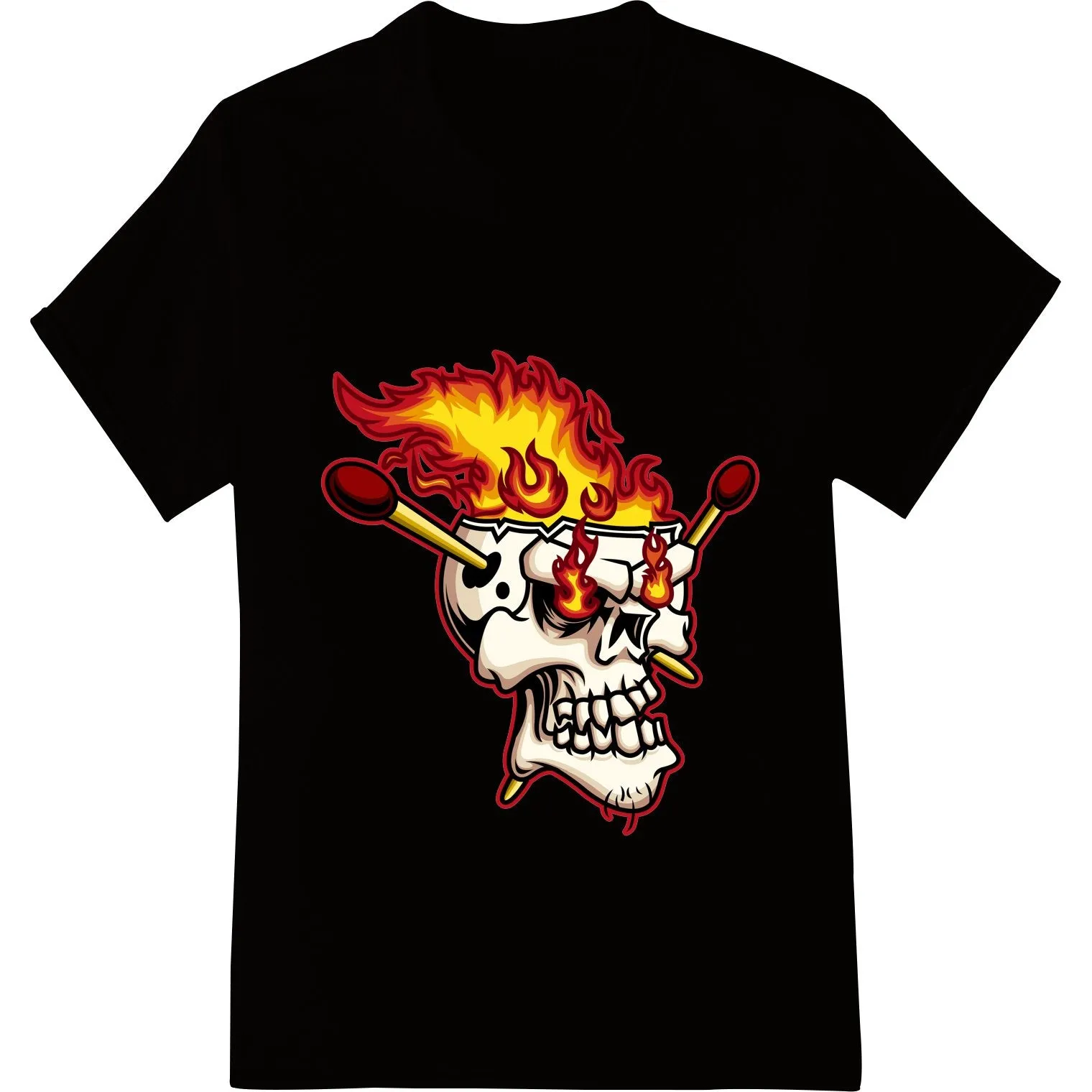 Flaming Skull Cartoon DTF Print Heat Transfer