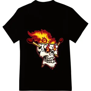 Flaming Skull Cartoon DTF Print Heat Transfer