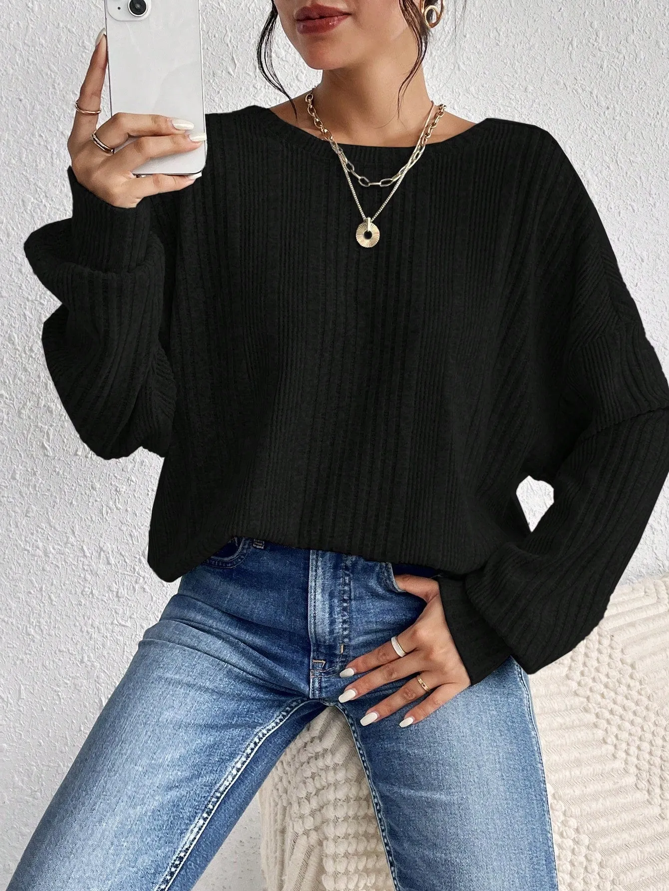 Frenchy Solid Drop Shoulder Tee