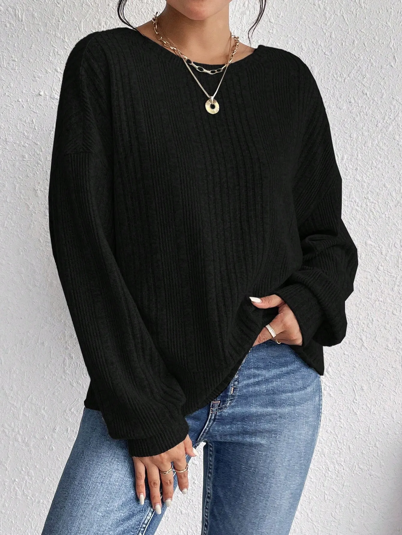 Frenchy Solid Drop Shoulder Tee