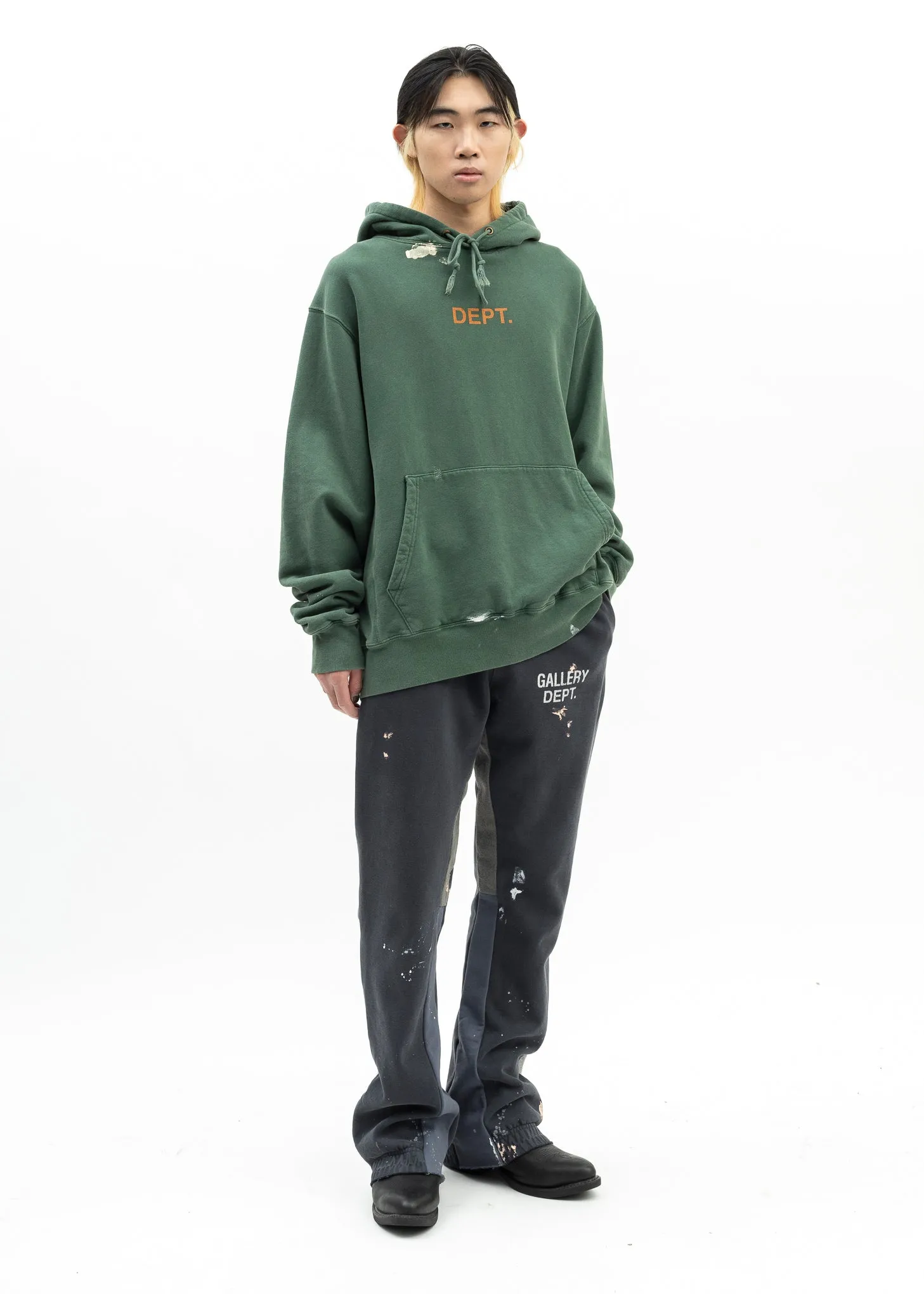 Gallery Dept Green Orange Paint Splatter Hoodie