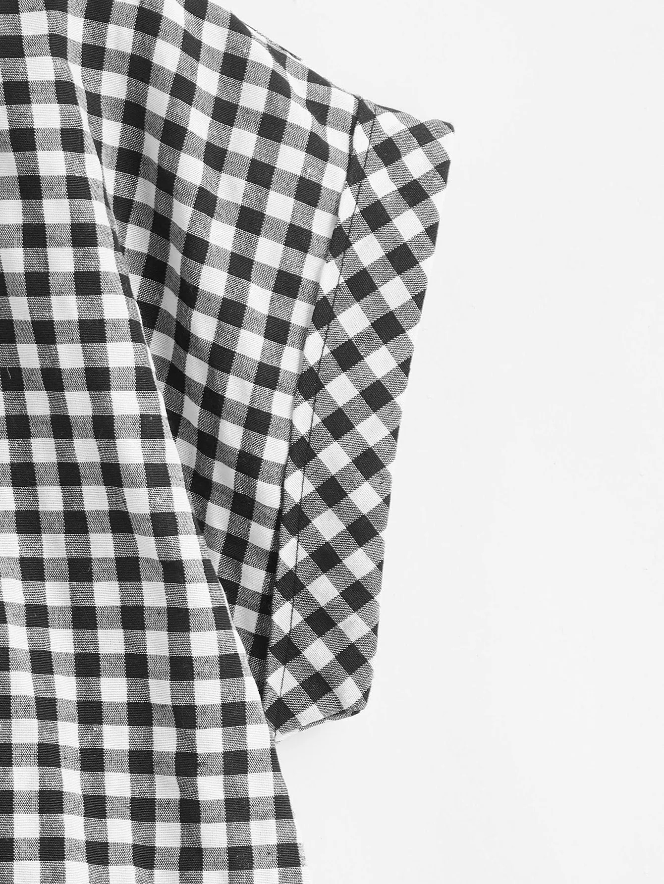 Gingham Knot Short Sleeve Round Neck Regular Plus Size Blouse